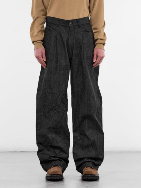 ssstein Indigo Denim Pleated Baggy Trousers