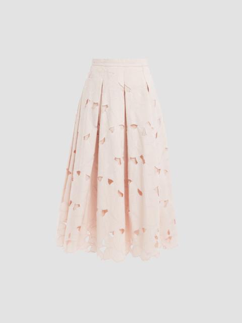 Erdem FLORAL CUTWORK PLEATED MIDI SKIRT
