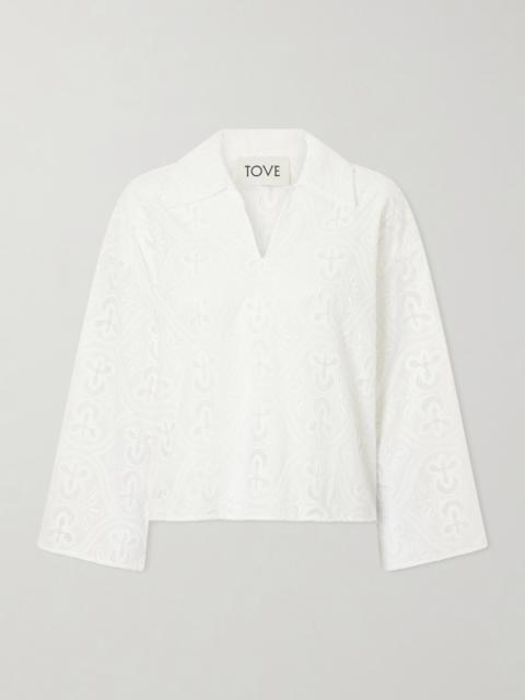 TOVE Leighton Floral-embroidered Cotton-blend Blouse