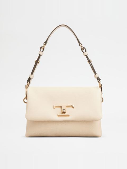 Tod's T TIMELESS FLAP BAG IN LEATHER MINI - BEIGE