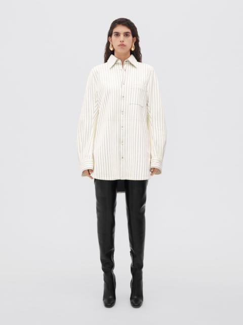 jersey-bonded printed leather pinstripe shirt