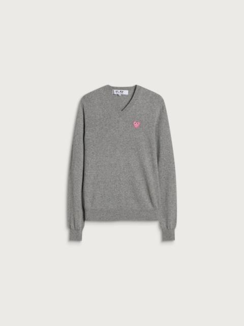 Comme des Garçons PLAY Comme des Garçons Play Pink Heart V Neck Jumper