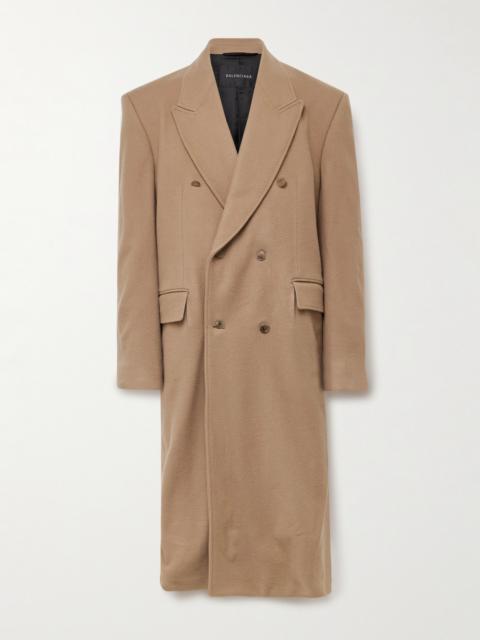 BALENCIAGA Oversized Double-Breasted Distressed Wool-Felt Coat