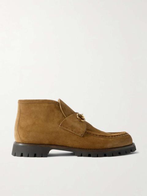 GUCCI Sylke horsebit-detailed suede ankle boots