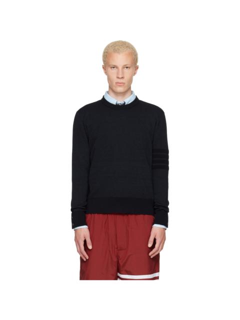 Thom Browne Navy Ottoman Milano Stitch 4-Bar Bomber Sweater