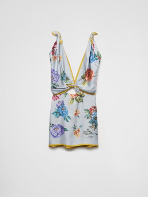Prada Printed silk twill mini-dress