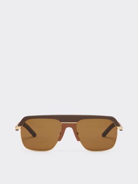 Ferrari Ferrari sunglasses in matte gold metal with brown polarized lenses