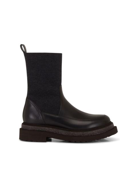 Brunello Cucinelli leather chunky-sole boots