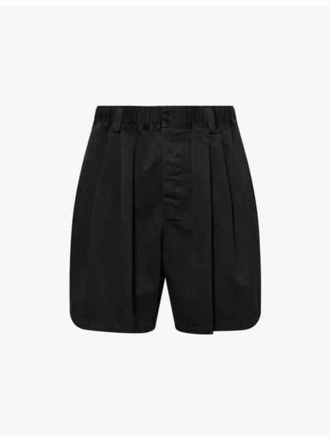 Marni Gathered-Waist Wide-Leg Cotton Shorts