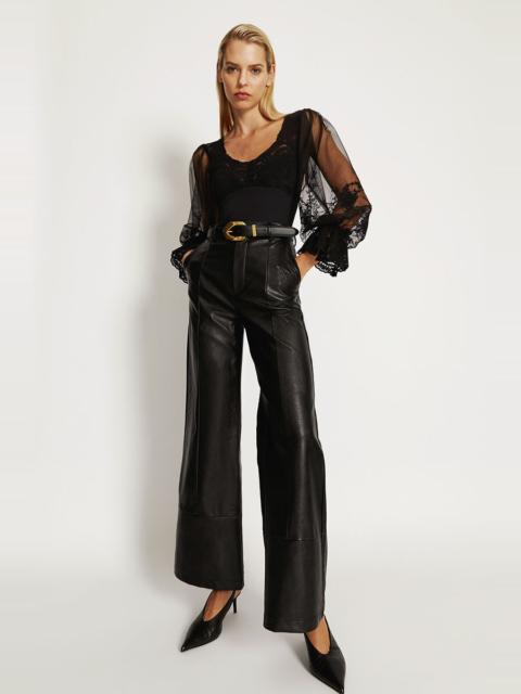 BARDOT Marlowe Vegan Leather Wide Leg Pant In Black