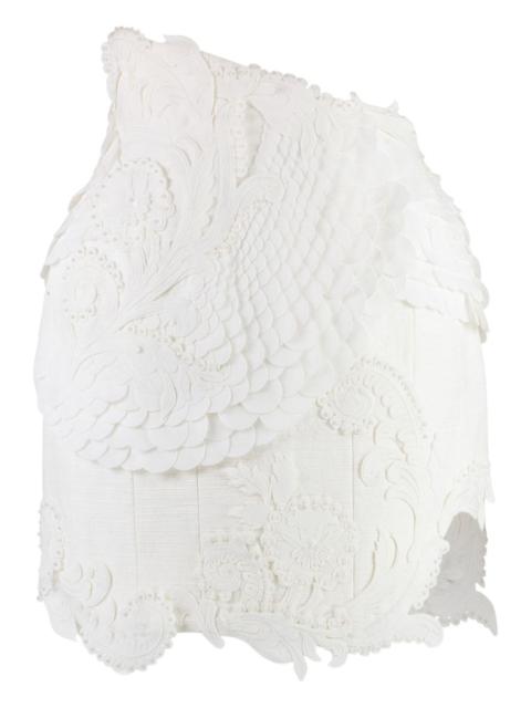 Yves Salomon floral-lace leather skirt
