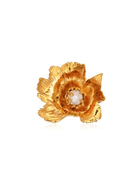 Oscar de la Renta Wild Poppy Pearl Ring gold
