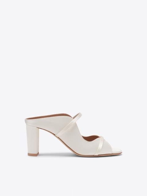 MALONE SOULIERS Norah 70 White Satin Heeled Sandals