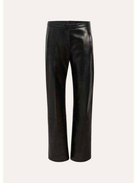 KHAITE Miles Leather Straight-Leg Pants