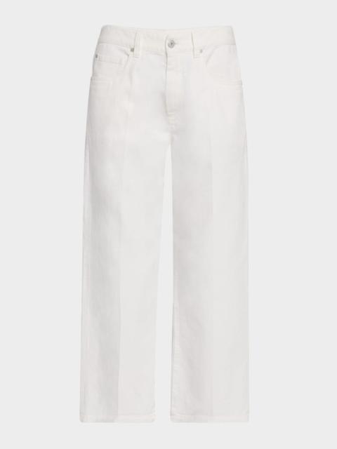 Brunello Cucinelli Soft Curved Wide-Leg Denim Jeans