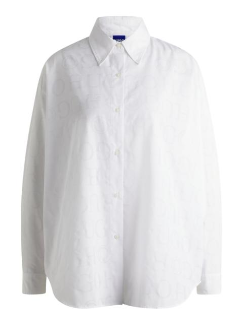 HUGO OVERSIZE-FIT BLOUSE WITH DEVORÉ LOGO PRINT