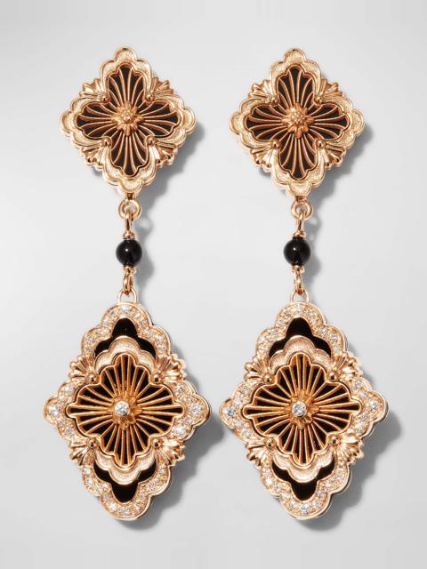Buccellati Opera Tulle Pendant Earrings with Onyx, Diamonds and 18K Pink Gold