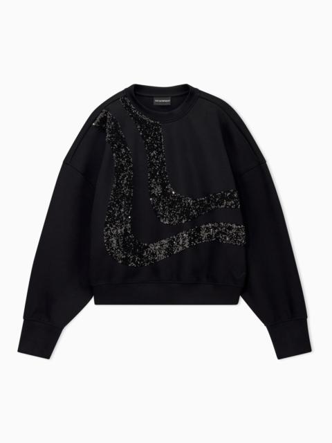 EMPORIO ARMANI CREW-NECK SCUBA SWEATSHIRT WITH ABSTRACT SEQUIN DESIGN