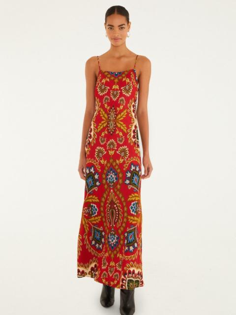 Red Folk Tapestry Lenzing™ Ecovero™ Viscose Slip Maxi Dress