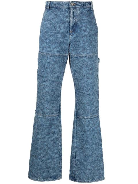 Off-White floral-embroidery carpenter jeans