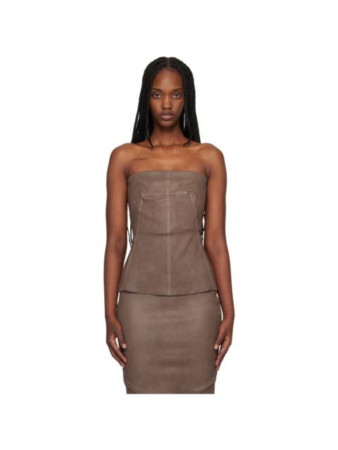 Rick Owens Gray Temple Bustier Leather Top