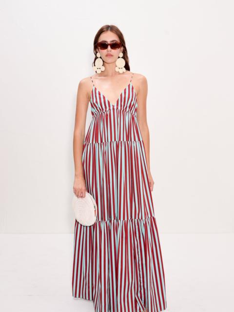 SIMONMILLER Romi Poplin Dress In Salted Blue/Crimson