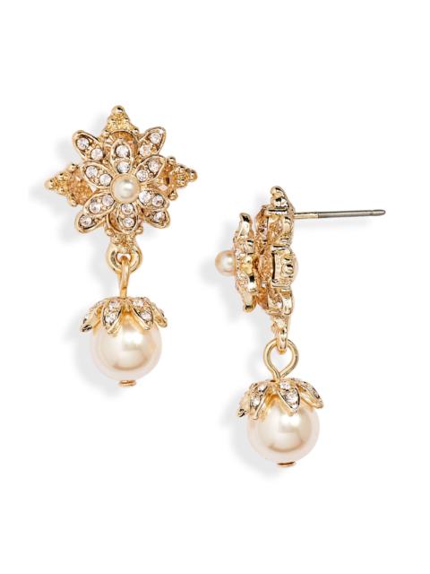 Marchesa Imitation Pearl & Rhinestone Drop Earrings