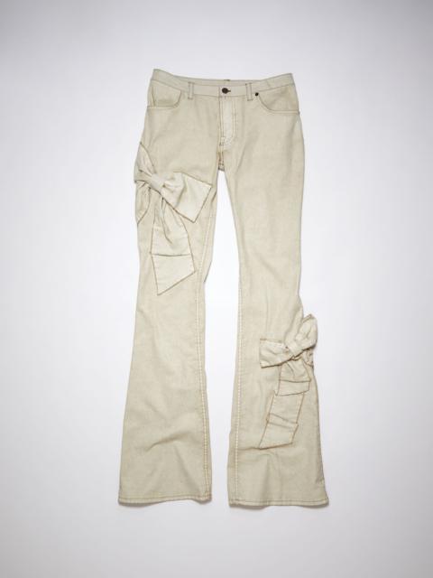 Bow denim trousers - White/brown