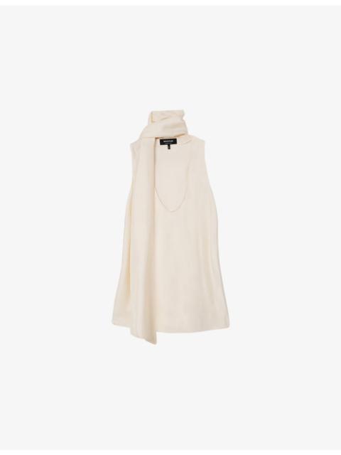 WHISTLES Sleeveless Scarf Silk Top