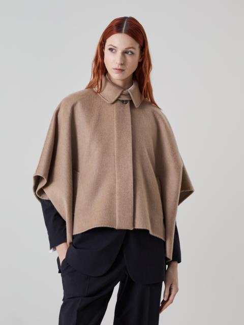 Brunello Cucinelli Handcrafted cape in cashmere beaver double cloth with shiny details