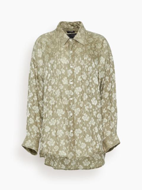 R13 Pintuck Drop Neck Shirt in Olive Floral
