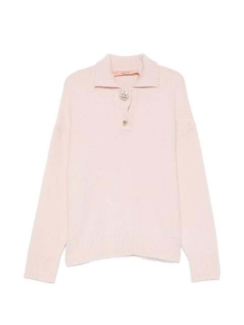 N°21 crystal-embellished spread-collar sweater