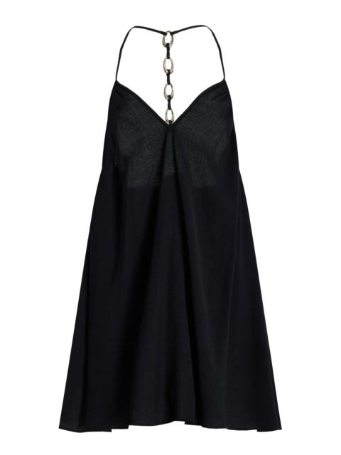 Vicki Chain-Embellished Woven Mini Dress black
