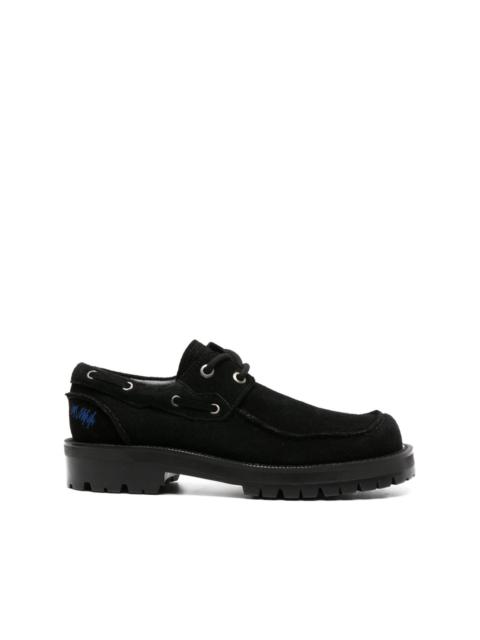 ADER error square-toe leather boat shoes