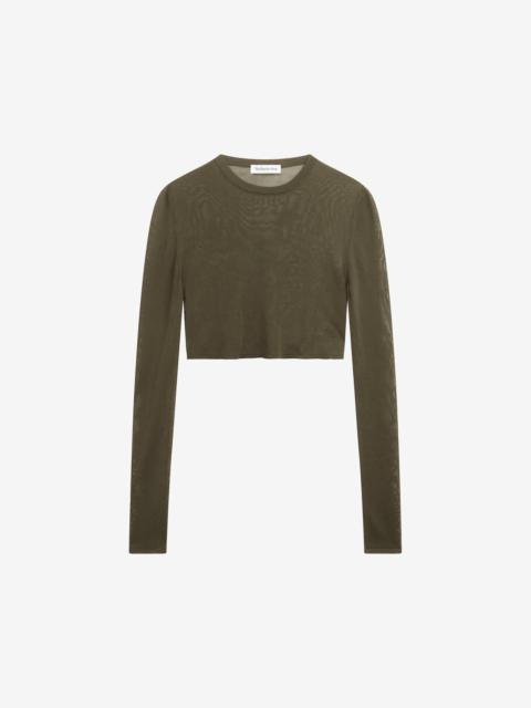 The Frankie Shop Kazel Cropped Thin Knit Top - Khaki