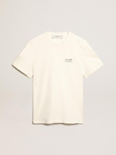 Golden Goose Distressed-finish white T-shirt with lettering