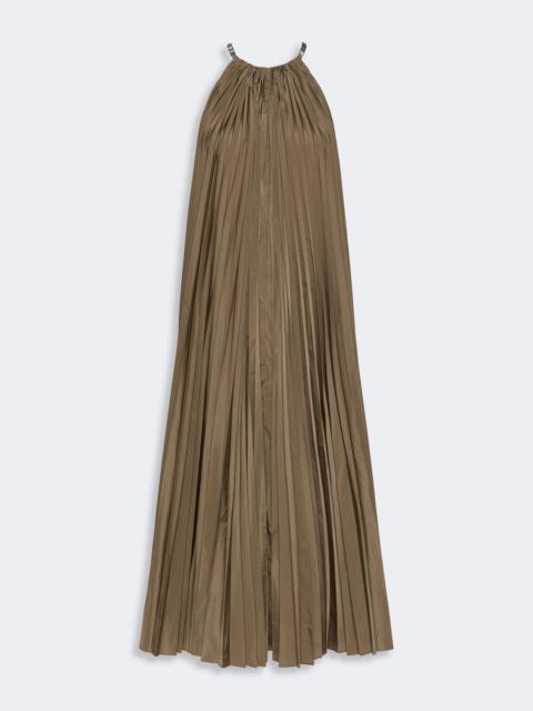 Max Mara COSTONE Sleeveless plissé-pleated taffeta dress - MUD