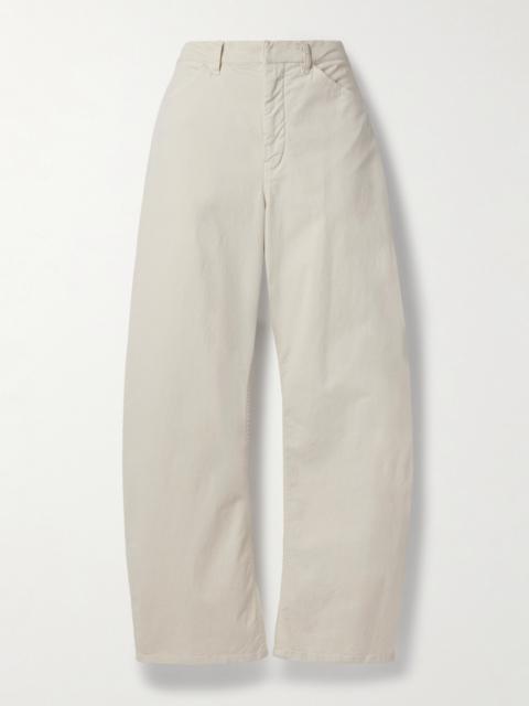 NILI LOTAN Tribeca Brushed Cotton-blend Twill Barrel-leg Pants