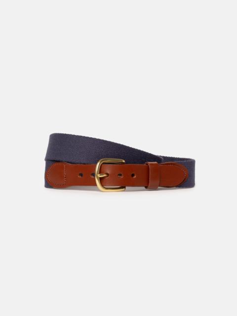 J. PRESS MADE-IN-USA NAVY BELGIAN STRETCH SURCINGLE BELT