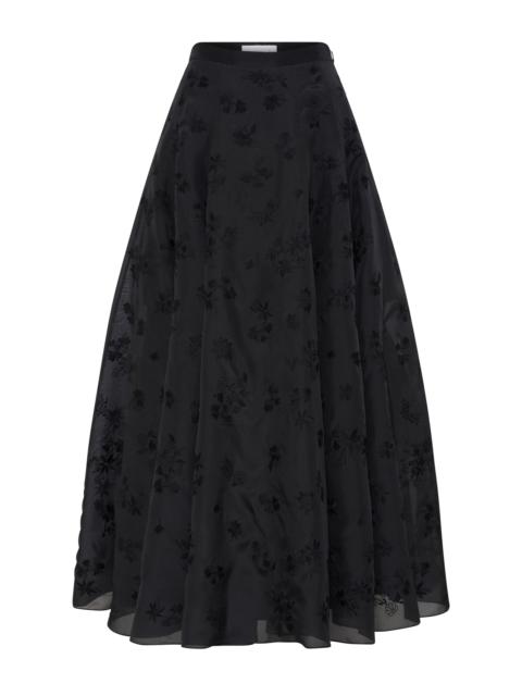 GABRIELA HEARST Sonya Mia's Flowers Maxi Skirt in Black Embroidered Silk Organza