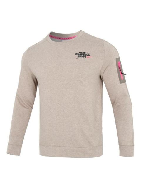 Nike 나이키 뒤 Smiling 얼굴 본 인쇄 둥근 목 Pullover 긴 소매 Hoodie 남자의 회색 DQ7867-04