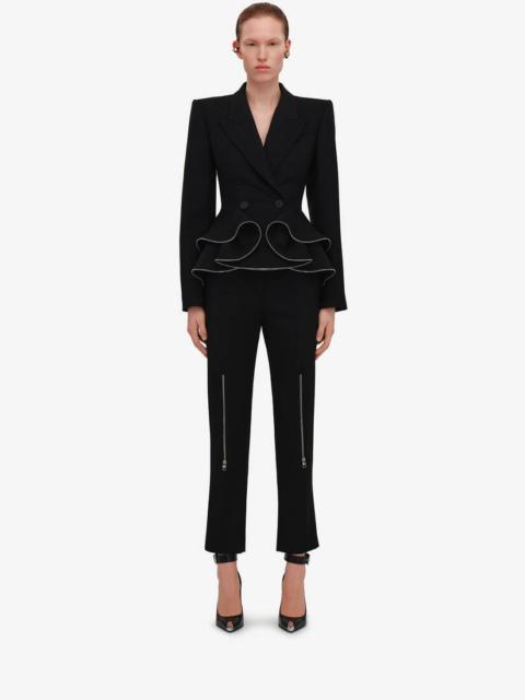 Alexander McQueen Women's Zip Detail Long Cigarette Trousers in Black