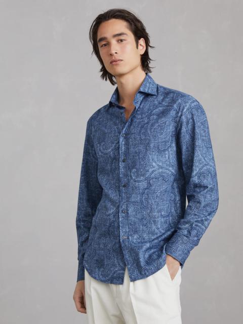 Brunello Cucinelli Paisley slim fit shirt with spread collar