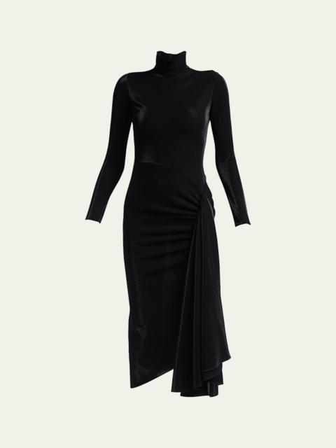 GIORGIO ARMANI Draped Iridescent Jersey Midi Dress