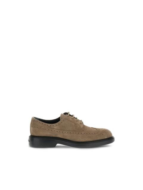 suede perforated-details oxford shoes