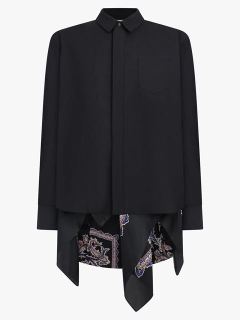 sacai SUITING X PAISLEY PRINT DRAPE FRONT SHIRT | BLACK/MULTI