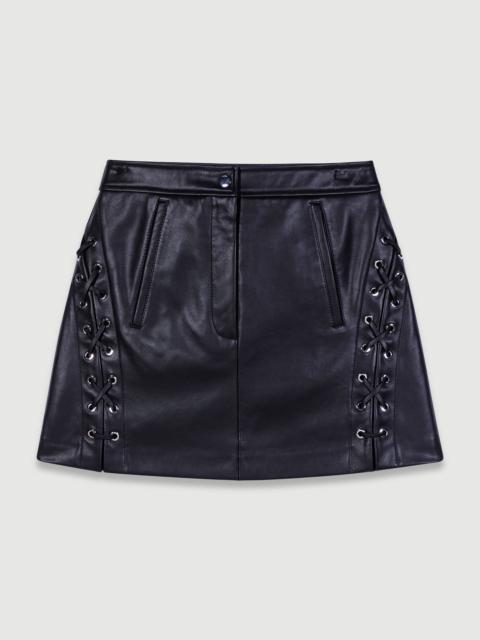 Short leather skirt