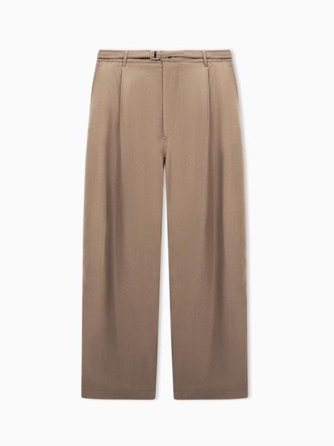 GIORGIO ARMANI ASV CUPRO BASKETWEAVE SINGLE-PLEAT TROUSERS