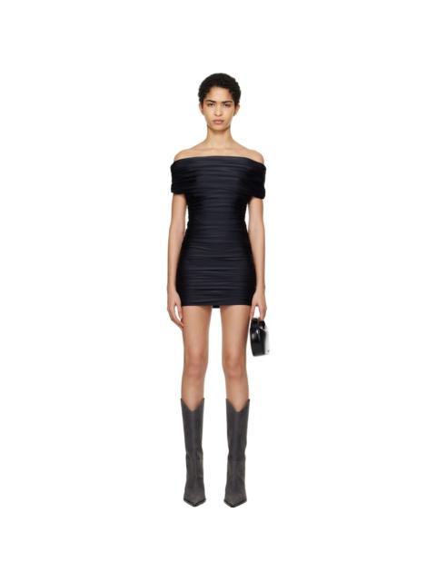 COPERNI Black Pleated Off-Shoulder Minidress