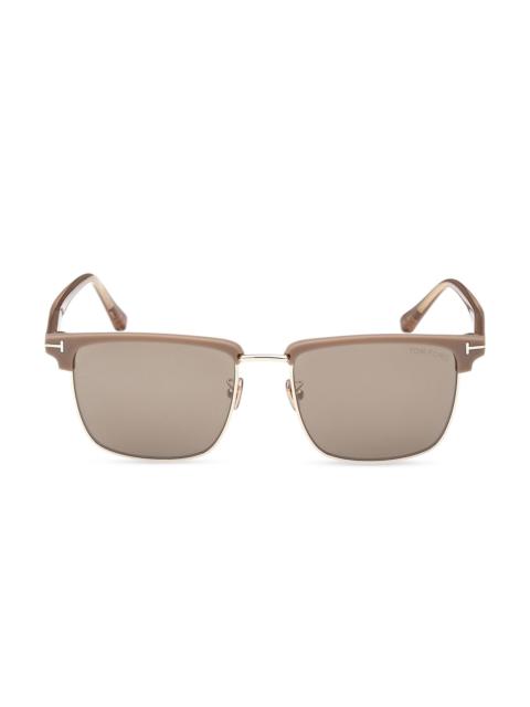 TOM FORD Men's 57MM Square Acetate Sunglasses - Pale Gold